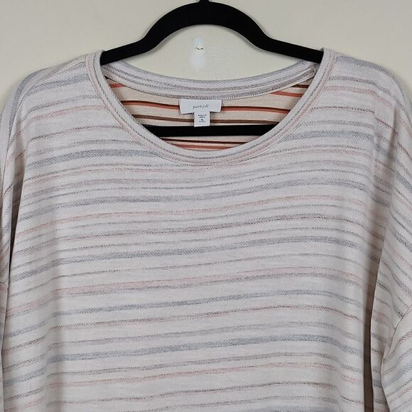 J. Jill Purejill Bisque Lovely Stripe Inside Out Oversized Shirt - Picture 5 of 9